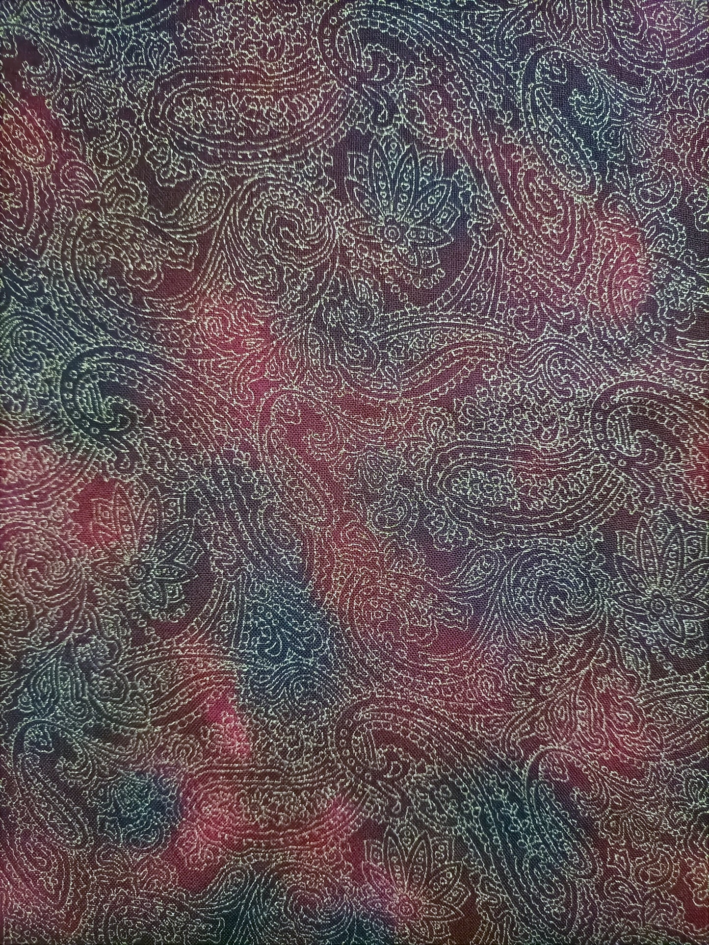 Cotton Fabric - Paisley Maroon Metallic Holiday Joy