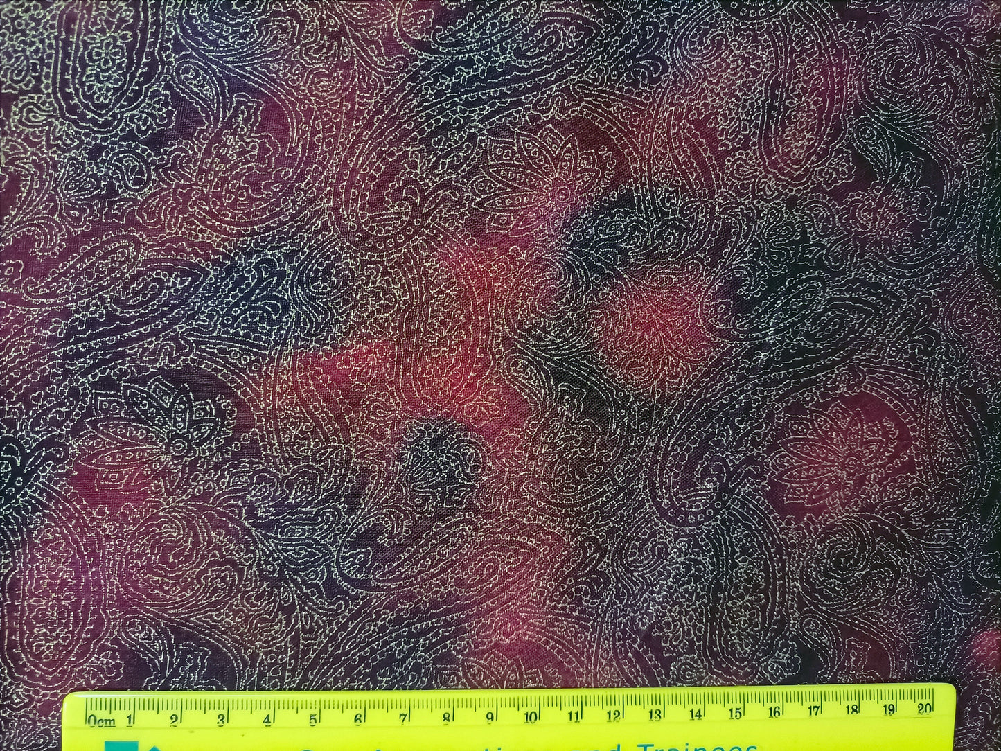 Cotton Fabric - Paisley Maroon Metallic Holiday Joy