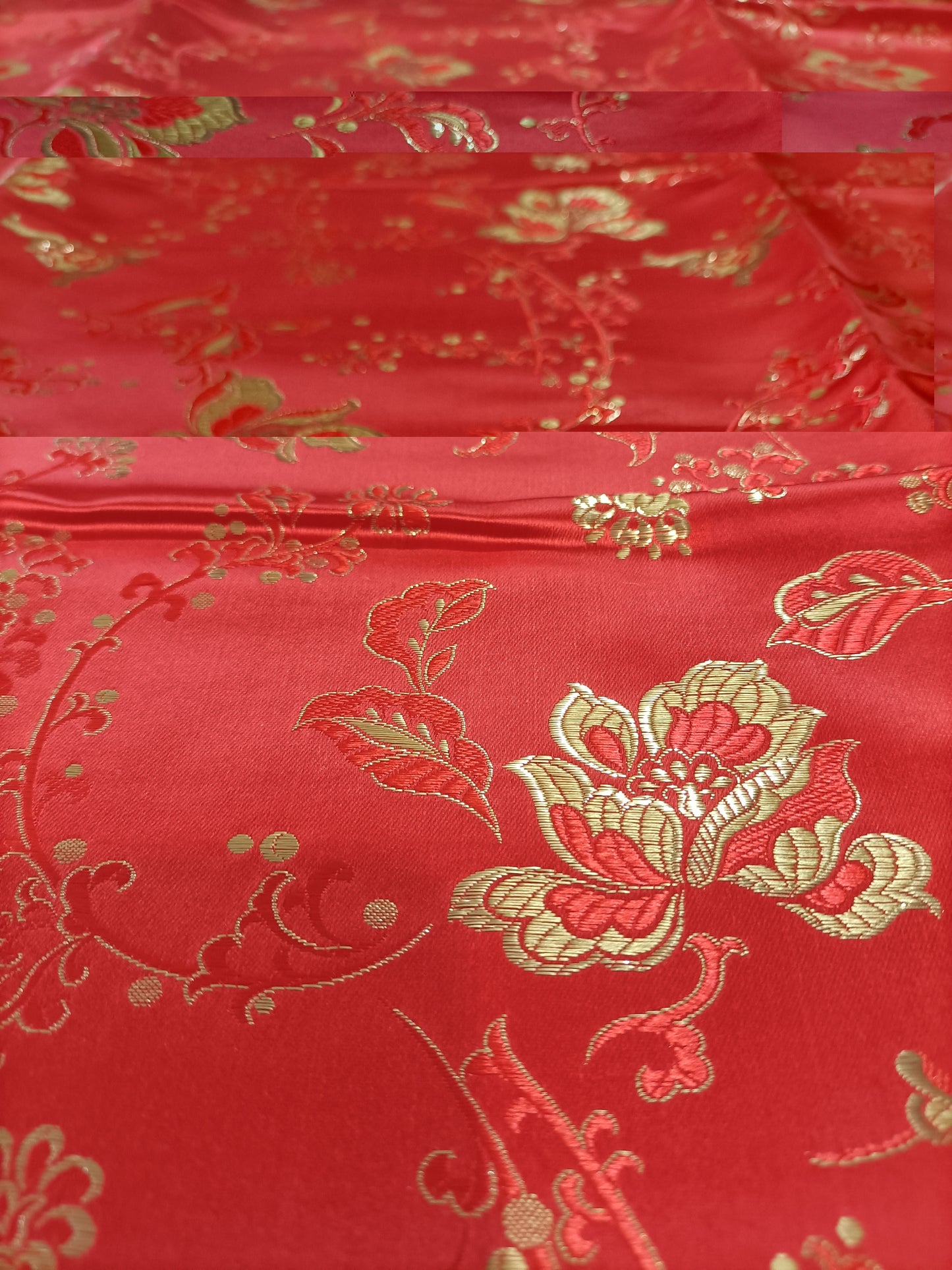 Red Satin Brocade - Fabric Rescue