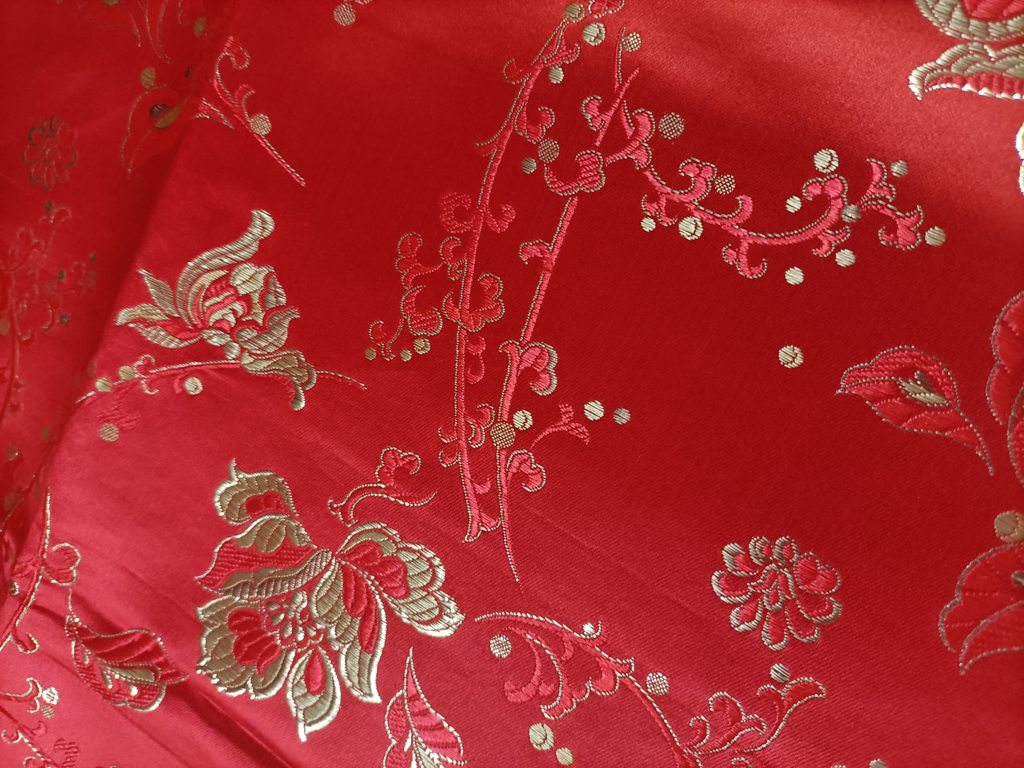 Red Satin Brocade - Fabric Rescue