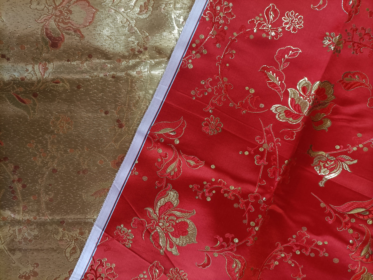 Red Satin Brocade - Fabric Rescue