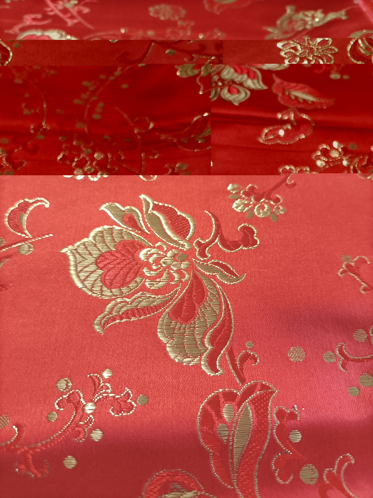 Red Satin Brocade - Fabric Rescue