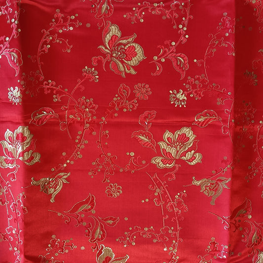 Red Satin Brocade - Fabric Rescue