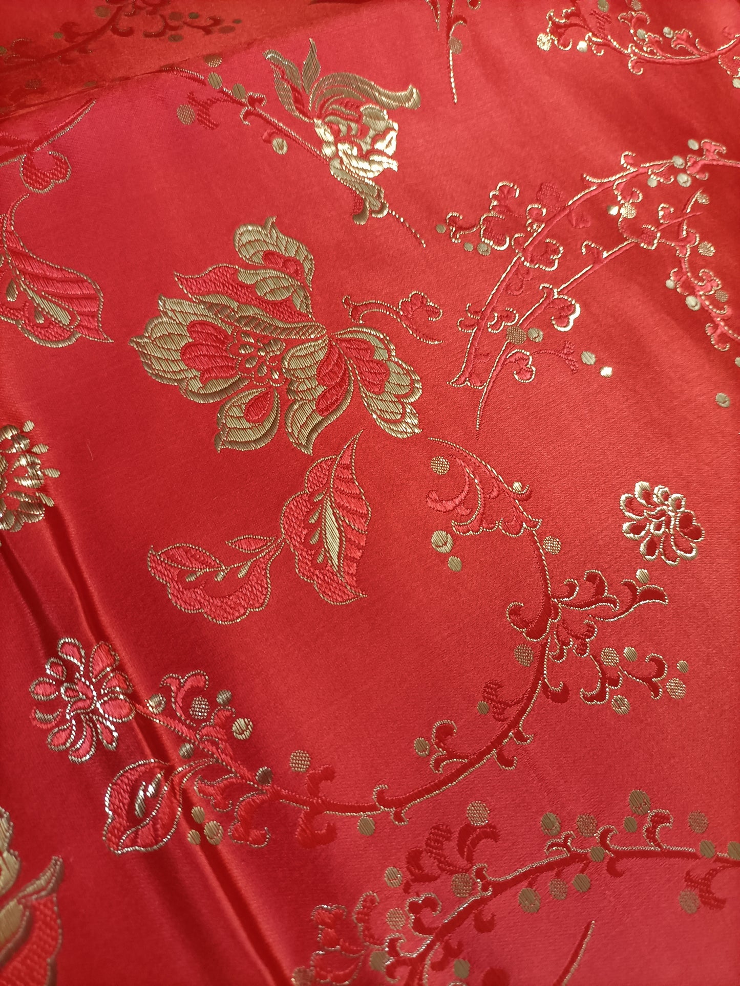 Red Satin Brocade - Fabric Rescue