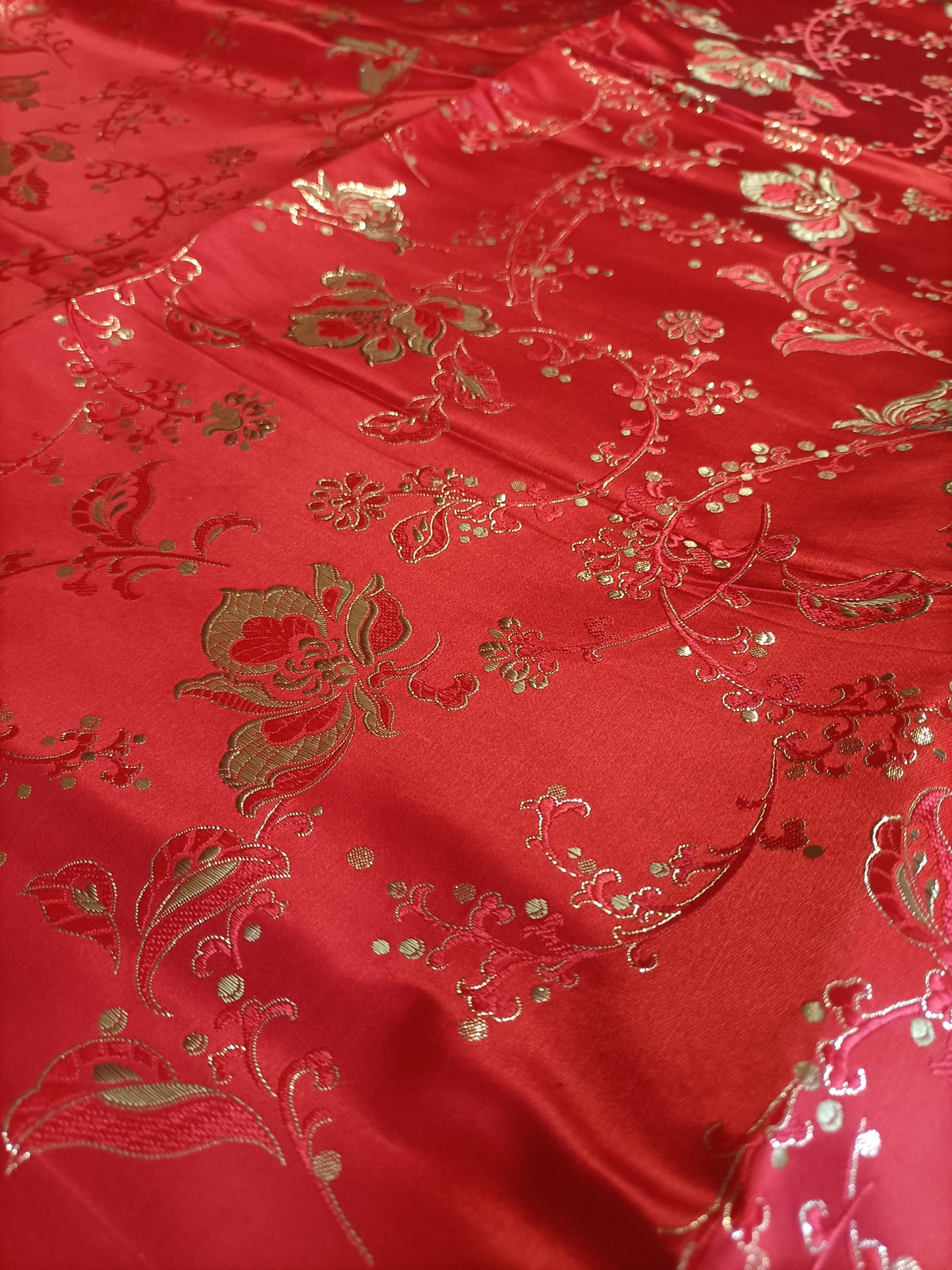 Red Satin Brocade - Fabric Rescue