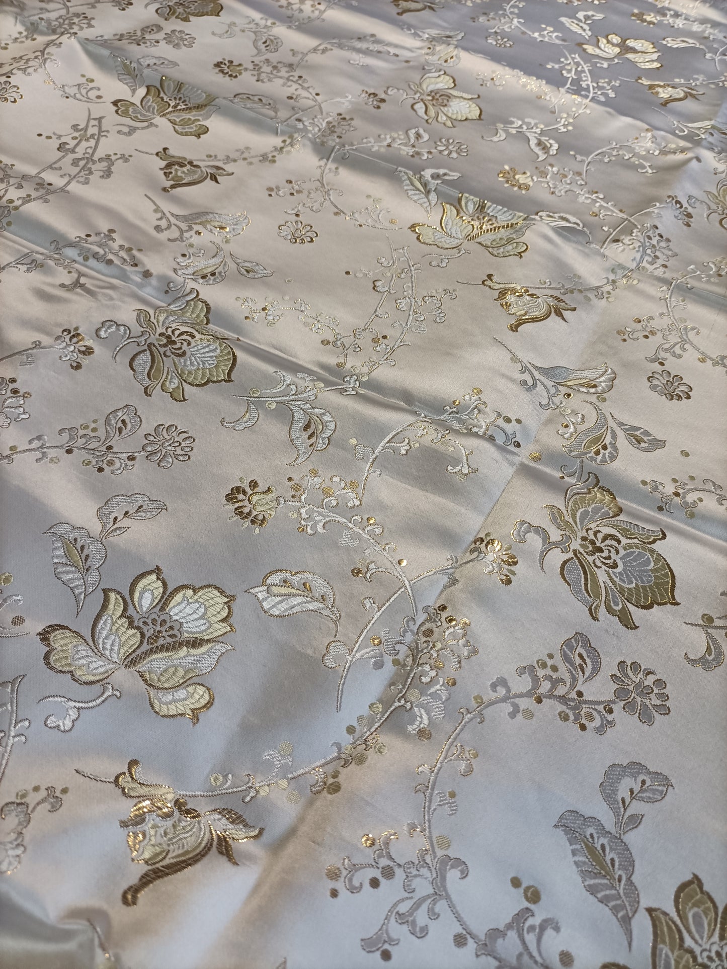 White Satin Brocade - Fabric Rescue