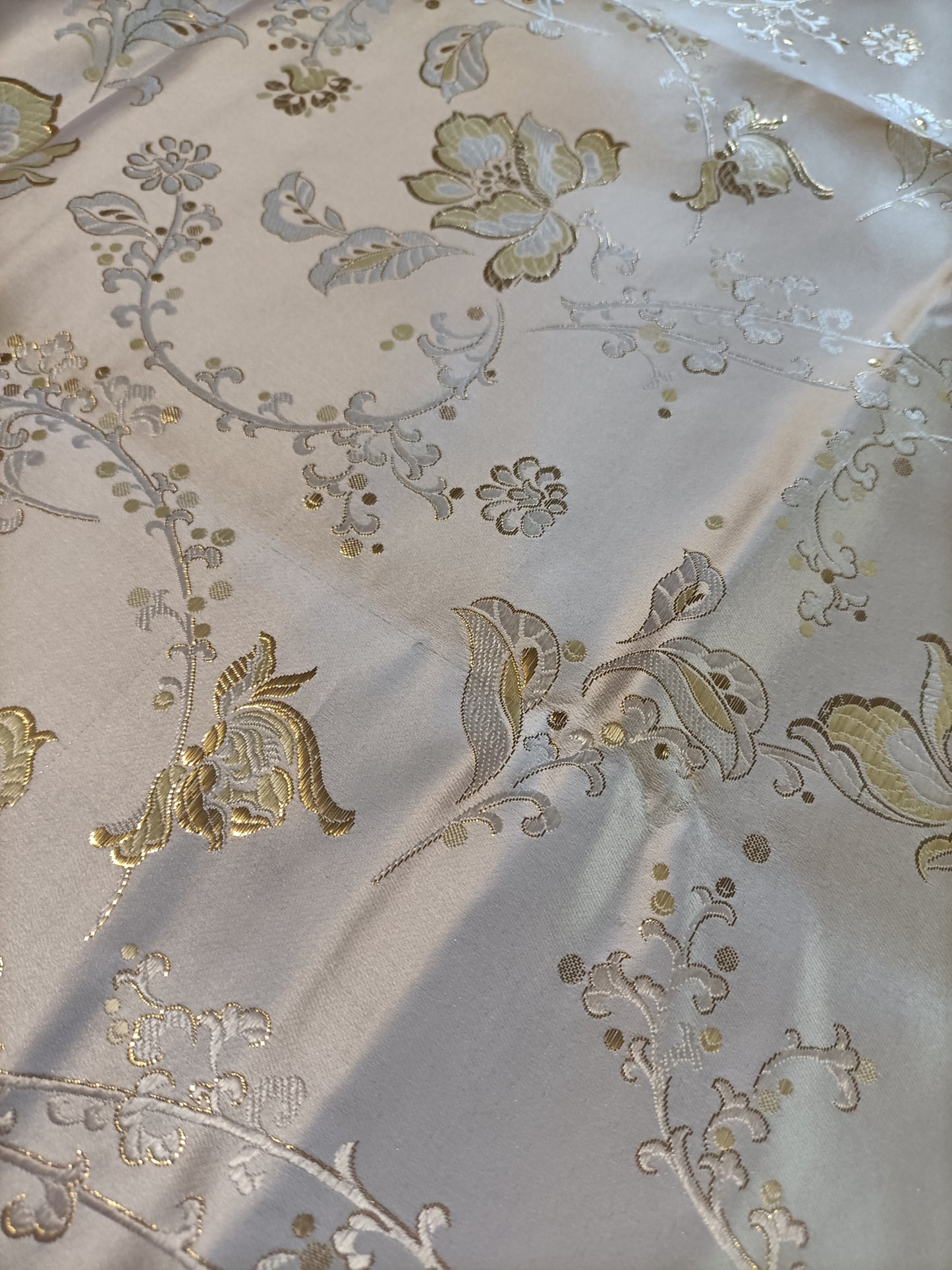 White Satin Brocade - Fabric Rescue