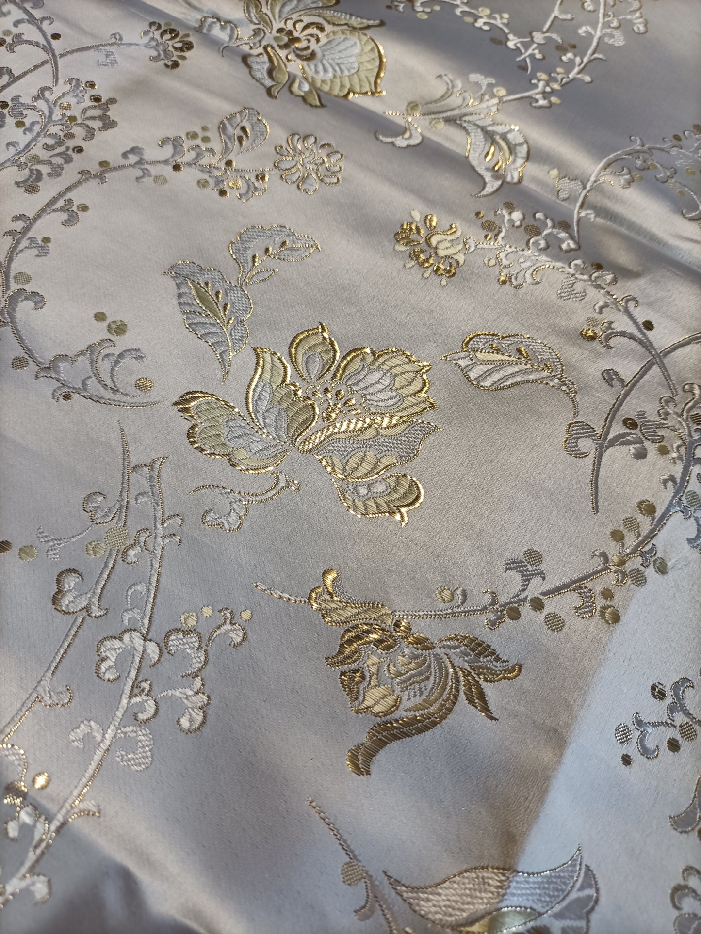 White Satin Brocade - Fabric Rescue