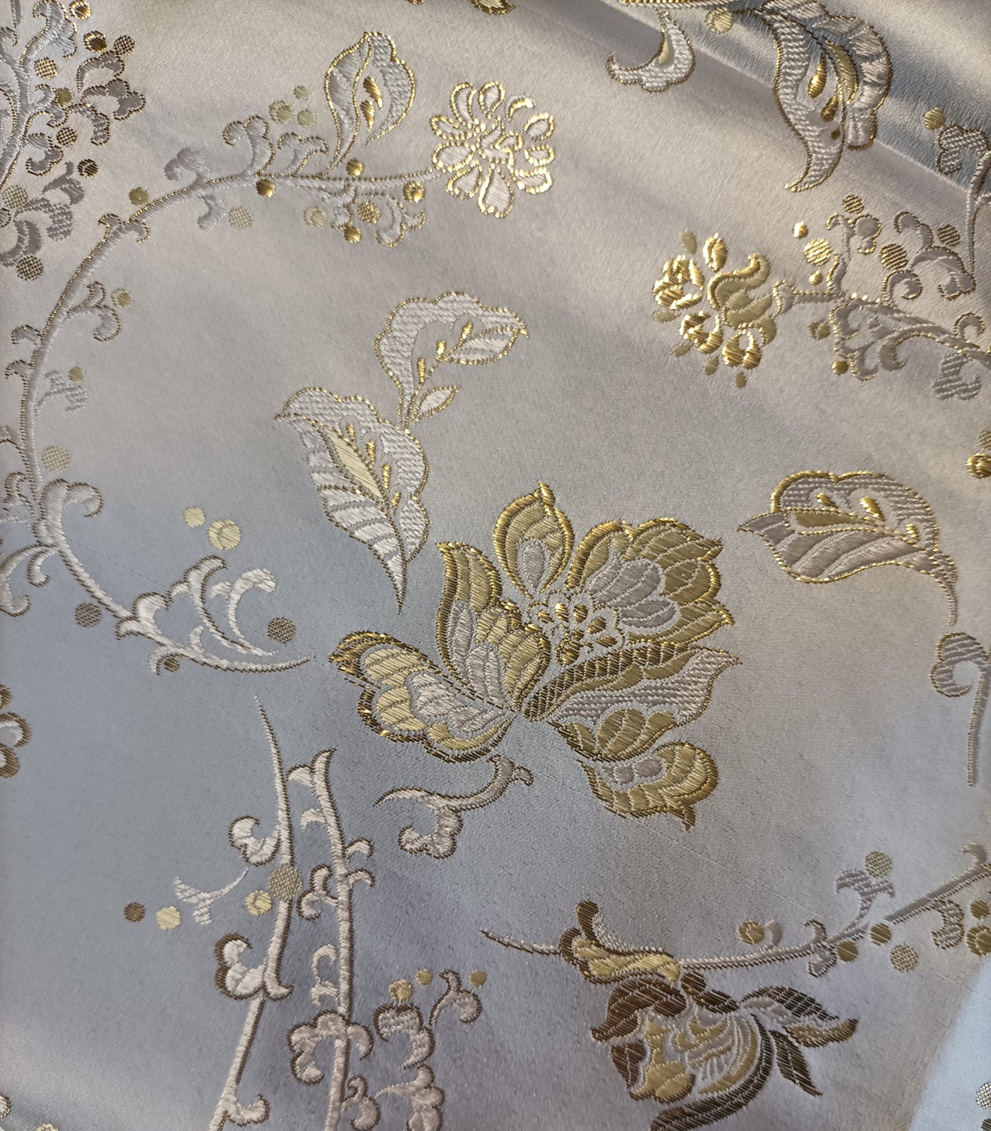 White Satin Brocade - Fabric Rescue