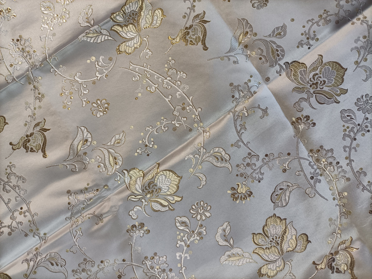 White Satin Brocade - Fabric Rescue