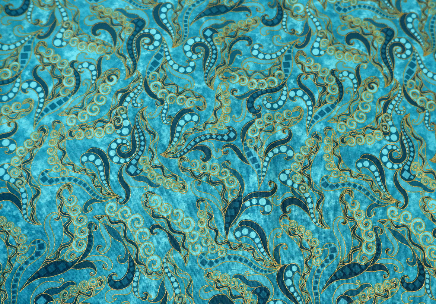 Cotton Fabric - Holey Scrolls Teal - Dog On It