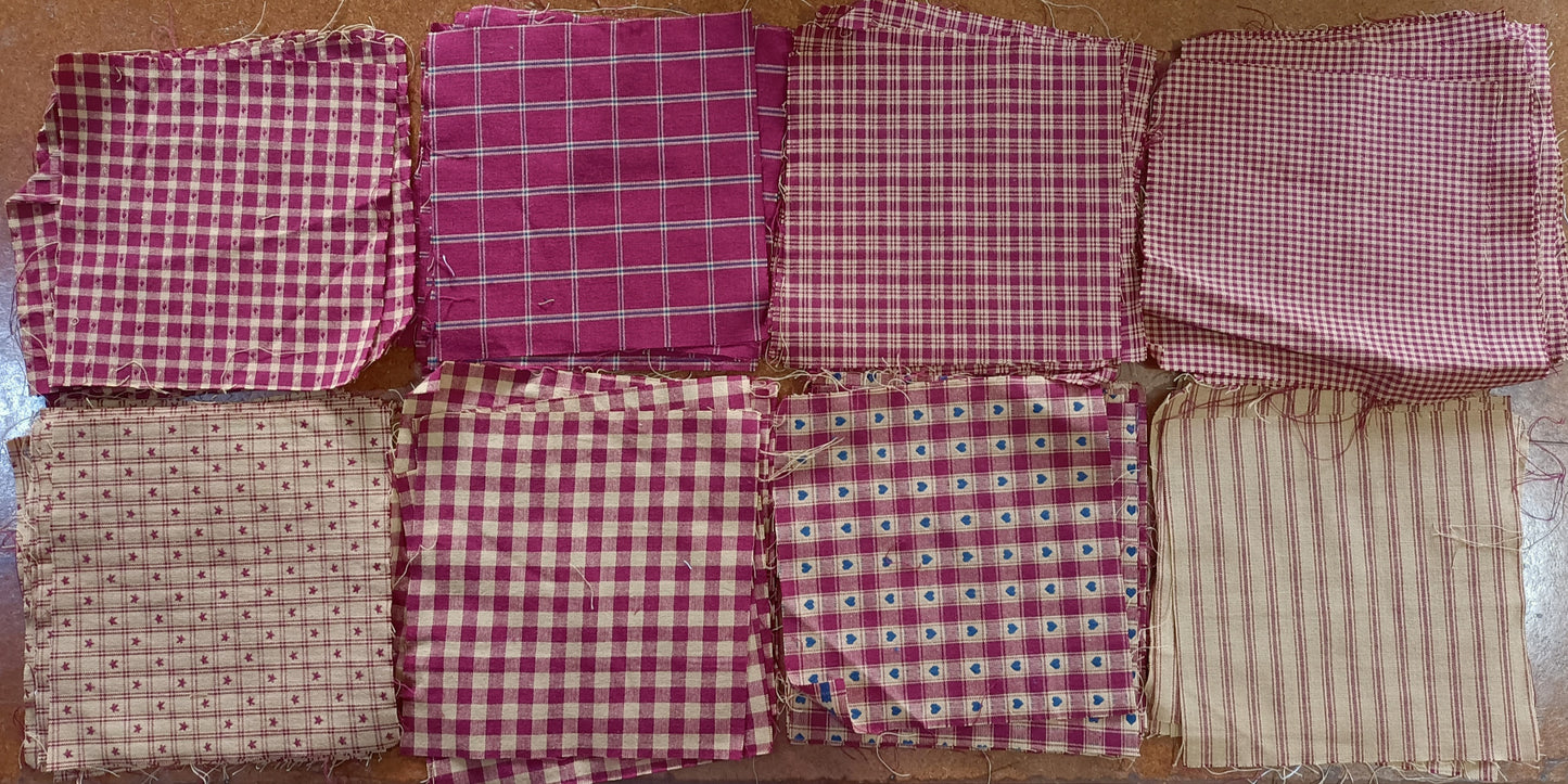 20 piece scrap bag bundle - 6 3/4 inch squares - rustic colouring