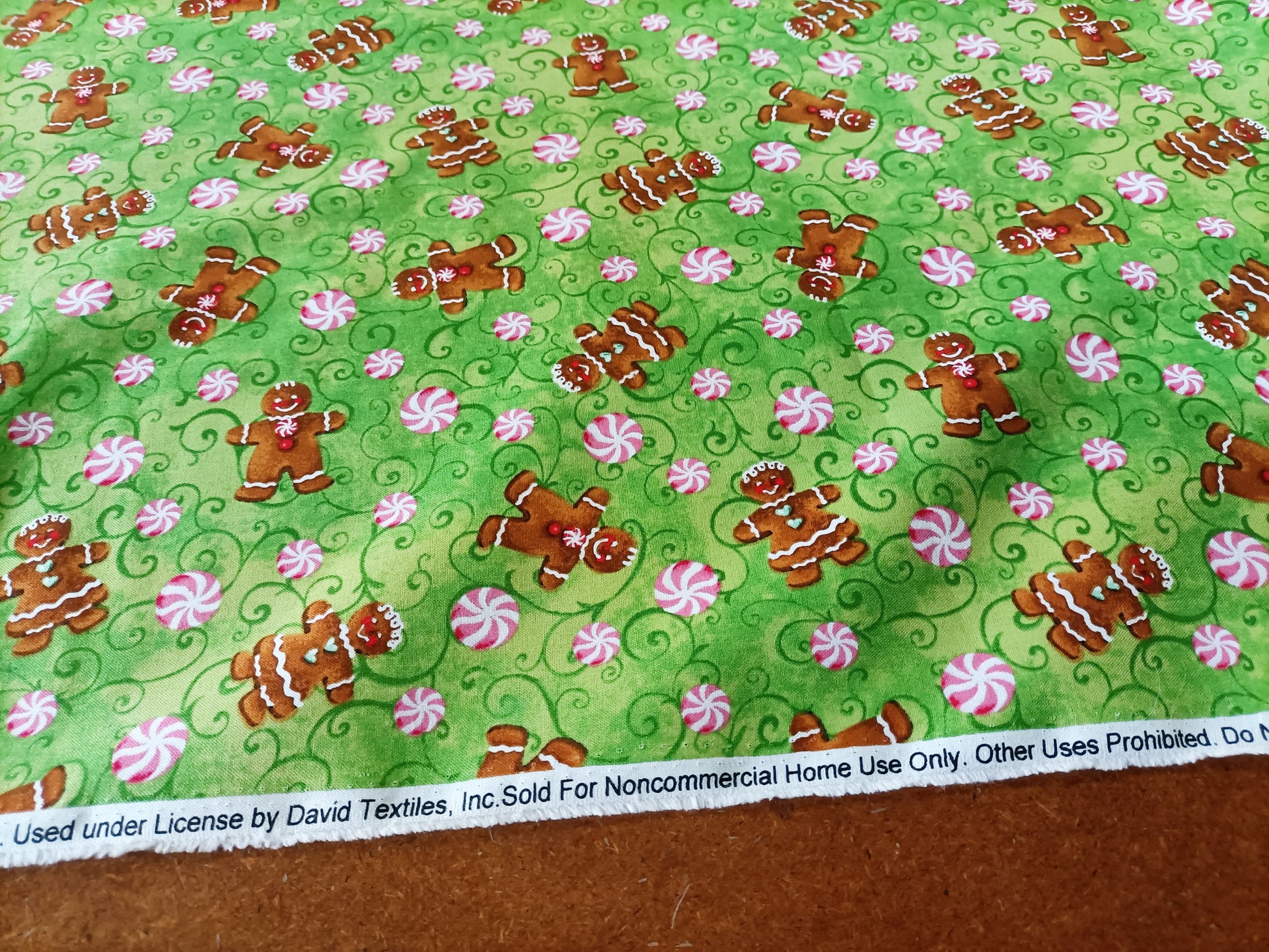 Gingerbread man cotton fabric selvedge 