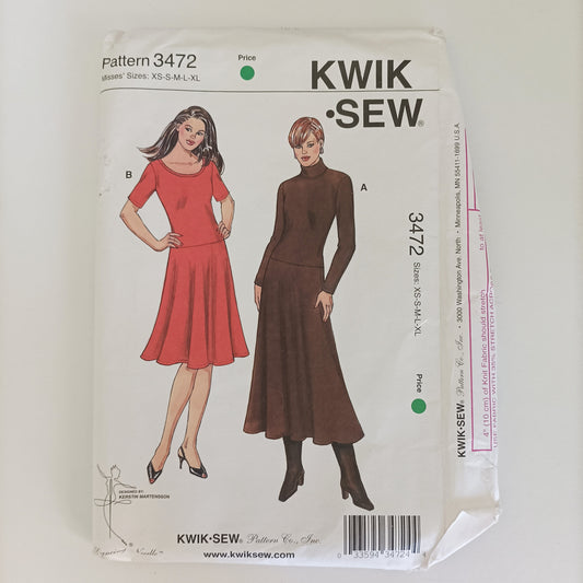 Kwik Sew 3472, Misses' dress pattern, sizes XS - XL