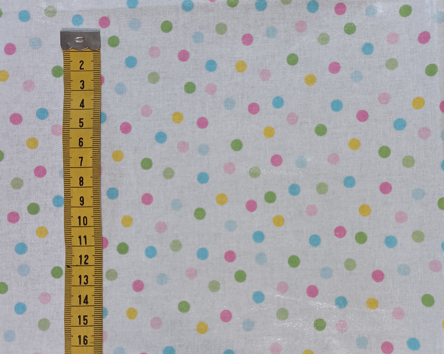 1m Remnant - Laminated Cotton - Pastel Dots - Fabric Rescue