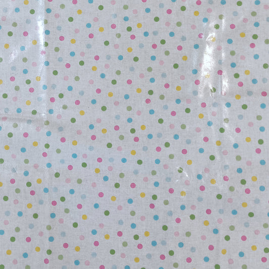 1m Remnant - Laminated Cotton - Pastel Dots - Fabric Rescue