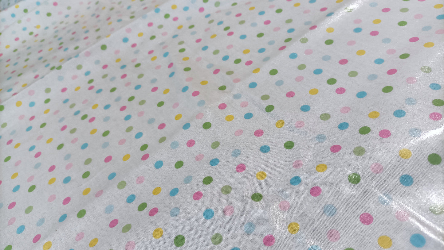 1m Remnant - Laminated Cotton - Pastel Dots - Fabric Rescue