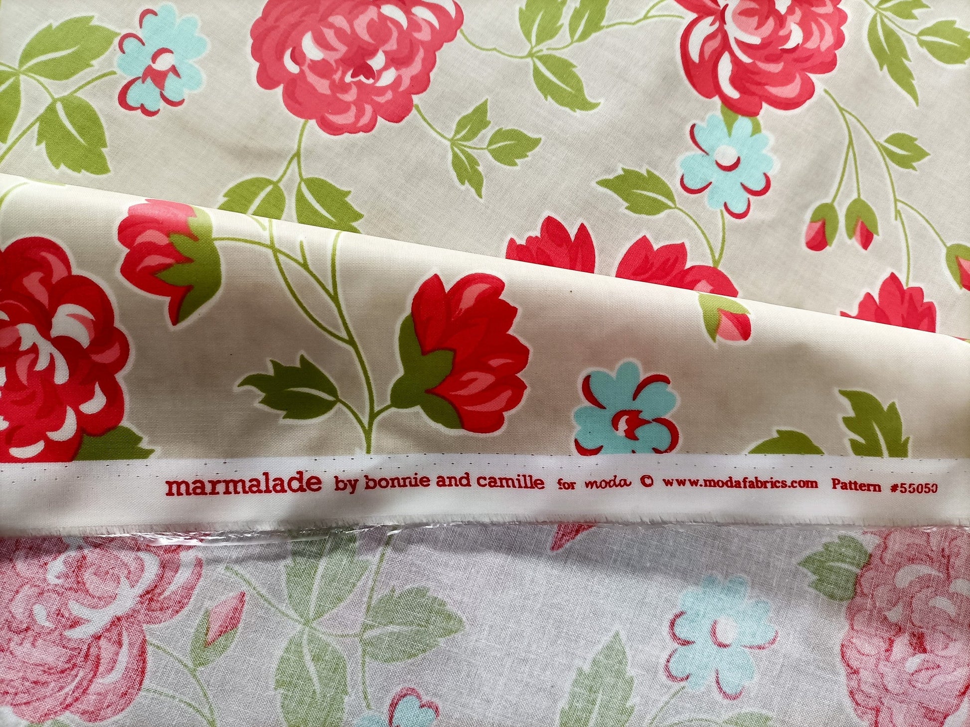 Marmalade roses laminated cotton selvedge information