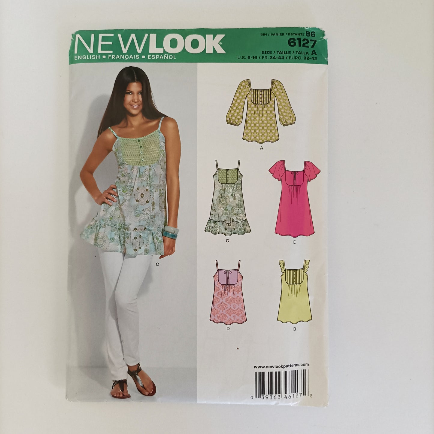 New Look 6127, top pattern, sizes 6 - 16