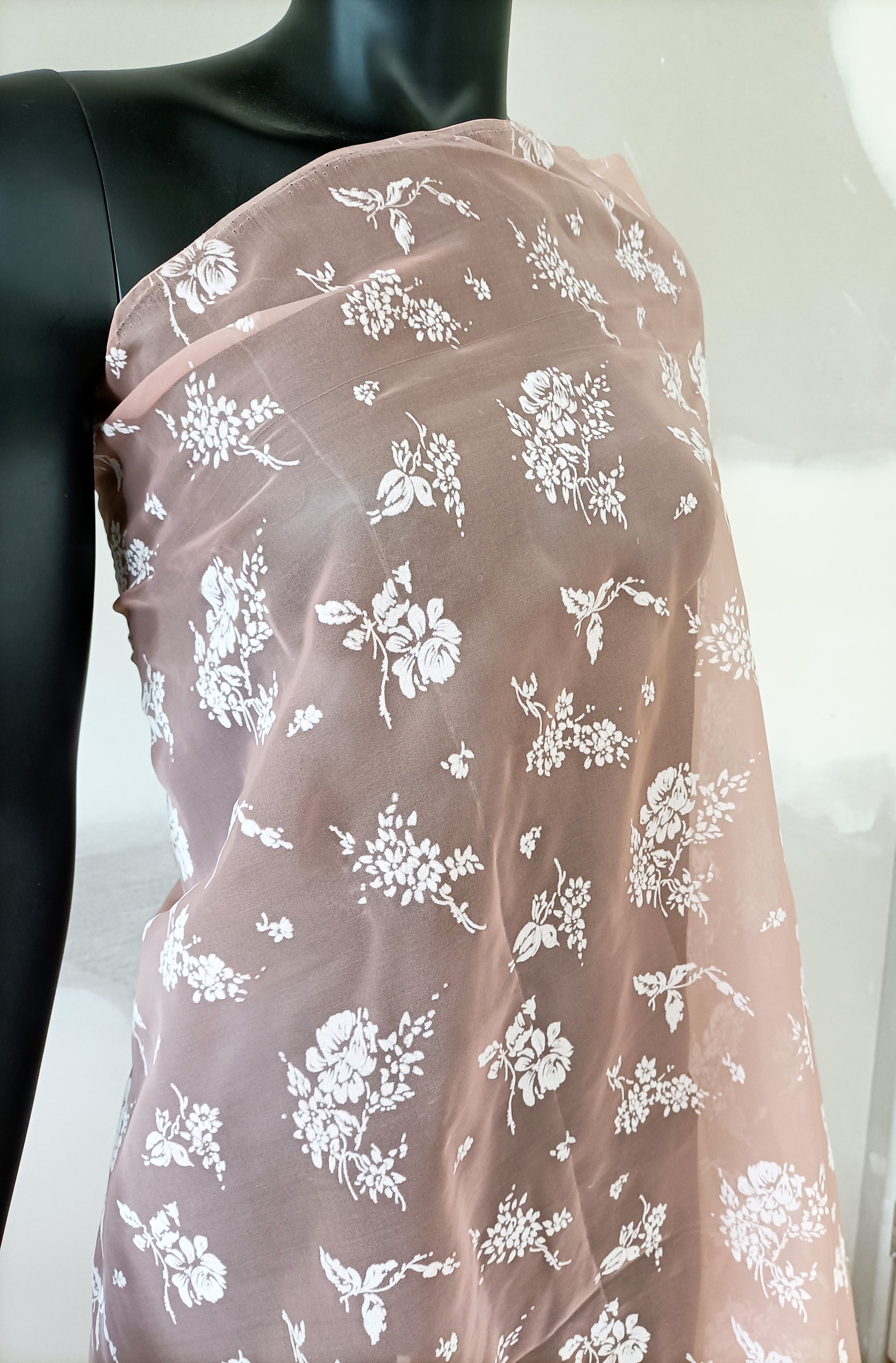 See through fabric with floral design