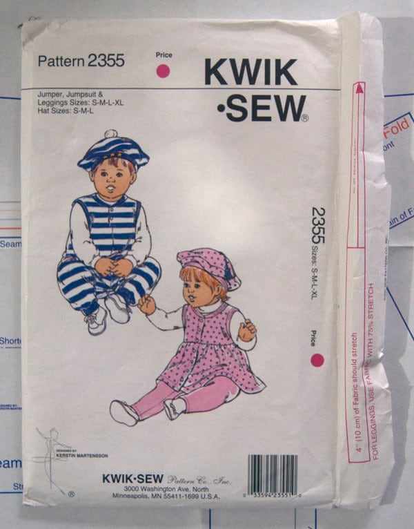 Kwik Sew 2355 Baby jumper jumpsuit leggings and hat pattern Size S - XL