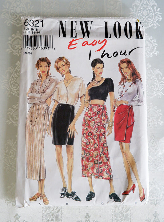 Sizes 8 to 18, skirt pattern, New Look 6321, UNCUT pattern